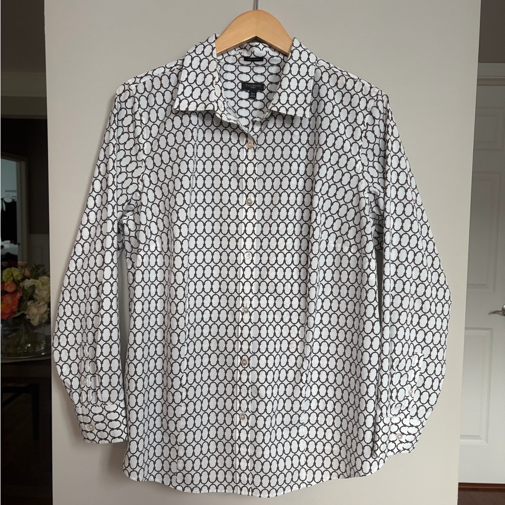 Talbots Black and White‎ Button Down Shirt